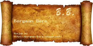 Bergman Bere névjegykártya